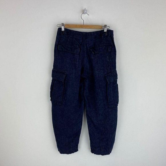 DKNY 100% Linen Dark Blue Cargo Pant - Picture 4 of 6